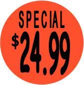 "$24.99 w/SPECIAL heading" Price Sticker / Labels with 500 large 1-1/8" Round (Red) labels  per roll from $5.59* EA in 5 Pack.
