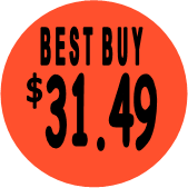 "$31.49 w/BEST BUY heading" Price Sticker / Labels with 500 large 1-1/8" Round (Red) labels  per roll from $5.59* EA in 5 Pack.