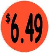 "$6.49" Price Sticker / Labels with 500 large 1-1/8" Round (Red) labels  per roll from $5.59* EA in 5 Pack.
