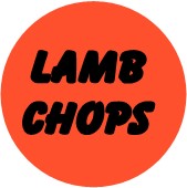 "LAMB CHOPS" Meat Sticker / Labels with 500 large 1-1/8" Round (Red) labels per roll from $5.59* EA in 5 Pack.