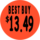 "$13.49 w/BEST BUY heading" Price Sticker / Labels with 500 large 1-1/8" Round (Red) labels  per roll from $5.59* EA in 5 Pack.