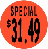 "$31.49 w/SPECIAL heading" Price Sticker / Labels with 500 large 1-1/8" Round (Red) labels  per roll from $5.59* EA in 5 Pack.