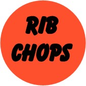 "RIB CHOPS" Meat Sticker / Labels with 500 large 1-1/8" Round (Red) labels per roll from $5.59* EA in 5 Pack.