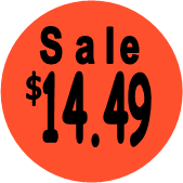 "$14.49 w/SALE heading" Price Sticker / Labels with 500 large 1-1/8" Round (Red) labels  per roll from $5.59* EA in 5 Pack.