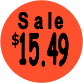"$15.49 w/SALE heading" Price Sticker / Labels with 500 large 1-1/8" Round (Red) labels  per roll from $5.59* EA in 5 Pack.