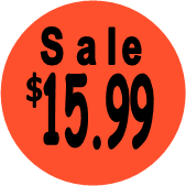 "$15.99 w/SALE heading" Price Sticker / Labels with 500 large 1-1/8" Round (Red) labels  per roll from $5.59* EA in 5 Pack.