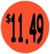 "$11.49" Price Sticker / Labels with 500 large 1-1/8" Round (Red) labels per roll from $5.59* EA in 5 Pack.