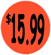 "$15.99" Price Sticker / Labels with 500 large 1-1/8" Round (Red) labels per roll from $5.59* EA in 5 Pack.