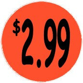 "$2.99" Price Sticker / Labels with 500 large 1-1/8" Round (Red) labels per roll from $5.59* EA in 5 Pack.