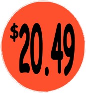 "$20.49" Price Sticker / Labels with 500 large 1-1/8" Round (Red) labels per roll from $5.59* EA in 5 Pack.
