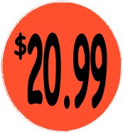 "$20.99" Price Sticker / Labels with 500 large 1-1/8" Round (Red) labels per roll from $5.59* EA in 5 Pack.