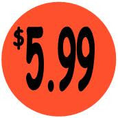 "$5.99" Price Sticker / Labels with 500 large 1-1/8" Round (Red) labels  per roll from $5.59* EA in 5 Pack.