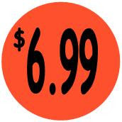"$6.99" Price Sticker / Labels with 500 large 1-1/8" Round (Red) labels  per roll from $5.59* EA in 5 Pack.