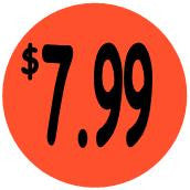 "$7.99" Price Sticker / Labels with 500 large 1-1/8" Round (Red) labels  per roll from $5.59* EA in 5 Pack.