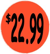 "$22.99" Price Sticker / Labels with 500 large 1-1/8" Round (Red) labels per roll from $5.59* EA in 5 Pack.