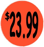 "$23.99" Price Sticker / Labels with 500 large 1-1/8" Round (Red) labels  per roll from $5.59* EA in 5 Pack.