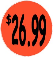 "$26.99" Price Sticker / Labels with 500 large 1-1/8" Round (Red) labels per roll from $5.59* EA in 5 Pack.