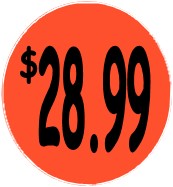 "$28.99" Price Sticker / Labels with 500 large 1-1/8" Round (Red) labels per roll from $5.59* EA in 5 Pack.