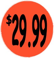 "$29.99" Price Sticker / Labels with 500 large 1-1/8" Round (Red) labels per roll from $5.59* EA in 5 Pack.