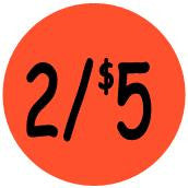 "2/$5" Price Sticker / Labels with 500 large 1-1/8" Round (Red) labels per roll from $5.59* EA in 5 Pack.