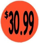 "$30.99" Price Sticker / Labels with 500 large 1-1/8" Round (Red) labels per roll from $5.59* EA in 5 Pack.
