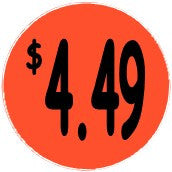 "$4.49" Price Sticker / Labels with 500 large 1-1/8" Round (Red) labels  per roll from $5.59* EA in 5 Pack.
