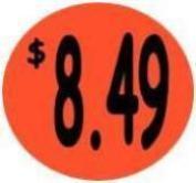 "$8.49" Price Sticker / Labels with 500 large 1-1/8" Round (Red) labels  per roll from $5.59* EA in 5 Pack.