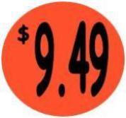 "$9.49" Price Sticker / Labels with 500 large 1-1/8" Round (Red) labels  per roll from $5.59* EA in 5 Pack.