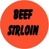 "BEEF SIRLOIN" Meat Sticker / Labels with 500 large 1-1/8" Round (Red) labels per roll from $5.59* EA in 5 Pack.