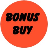 "BONUS BUY" Store Sticker / Labels with 500 large 1-1/8" Round (Red) labels per roll from $5.59* EA in 5 Pack.