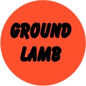 "GROUND LAMB" Meat Sticker / Labels with 500 large 1-1/8" Round (Red) labels per roll from $5.59* EA in 5 Pack.