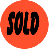 "SOLD" Store Sticker / Labels with 500 per large 1-1/8" Round (Red) labels per roll from $5.59* EA in 5 Pack.