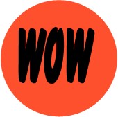 "WOW" Store Sticker / Labels with 500 per large 1-1/8" Round (Red) labels per roll from $5.59* EA in 5 Pack.